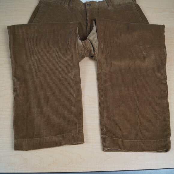 Brooks Brothers Hudson Corduroy Pants Camel Tan Flat Front Trousers Mens 33 x 30 - Picture 3 of 7